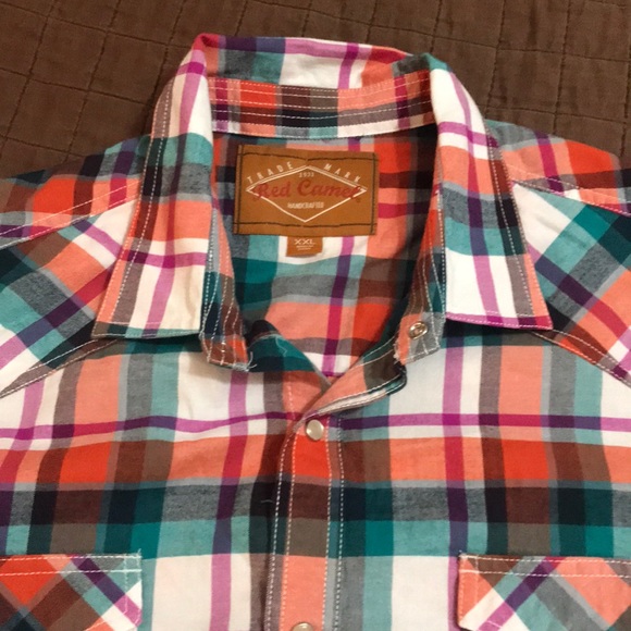 Long sleeve pearl snap plaid button up - Picture 2 of 5